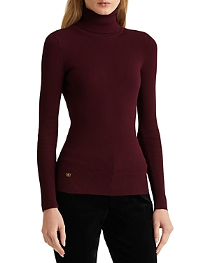 Ralph Lauren Lauren  Ribbed Turtleneck Sweater In Pinot Noir