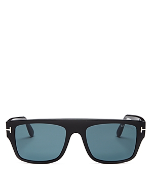 Tom Ford Dunning Flat Top Sunglasses, 55mm In Black/teal