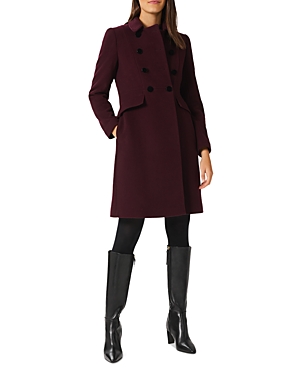 Hobbs London Janaya Double Breasted Princess Coat In Mullberry Red