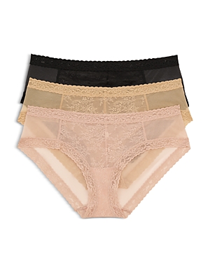 Natori Escape Girl Brief 3 Pack Panty In Black/café/rose Beige