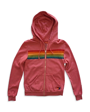 Aviator Nation 5-stripe Zip Hoodie In Pink Sr