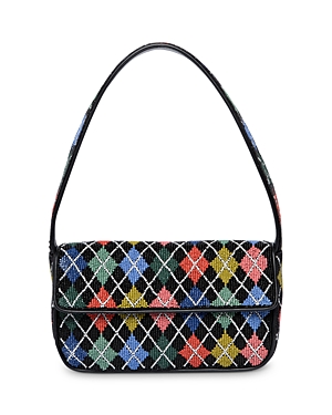 Staud Tommy Leather Beaded Shoulder Bag In Multi Argyl