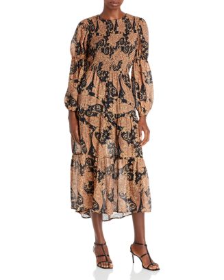 AQUA Paisley Smocked Dress - 100% Exclusive | Bloomingdale's