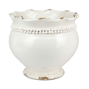 Vietri Rustic Garden Linen Round Planter With Vine In Linen