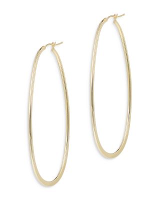 Polished Oval Hoop Earrings in 14K Yellow Gold 