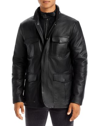 KARL LAGERFELD PARIS Leather Classic Fit Blazer Jacket | Bloomingdale's