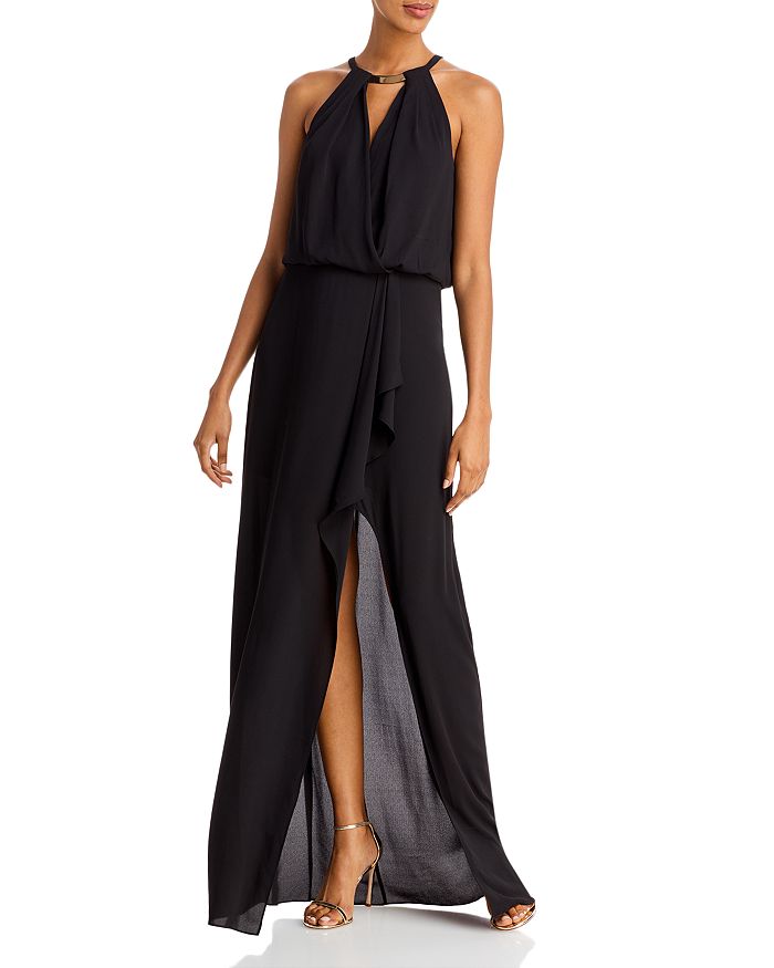 BCBGMAXAZRIA Evening Long Crossover Dress | Bloomingdale's