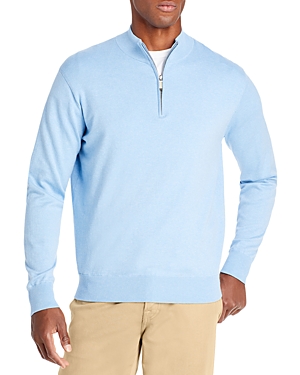 Peter Millar Crown Quarter Zip Pullover Sweater In Cottage Blue