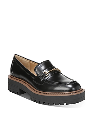 Sam Edelman Laurs Lug Sole Loafer In Black Box Leather In Black Leather