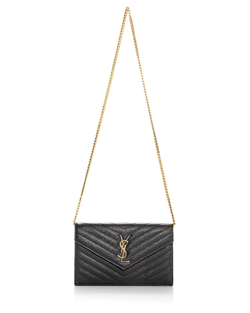 Saint Laurent Classic Cassandre Chain Wallet in Grain Leather