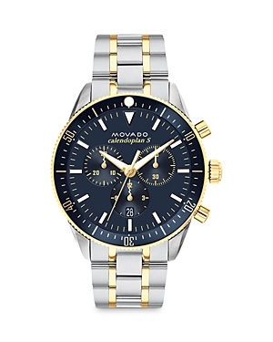 Movado Men's Heritage Two Tone Stainless Steel Bracelet Watch 42mm In Navy/two Tone