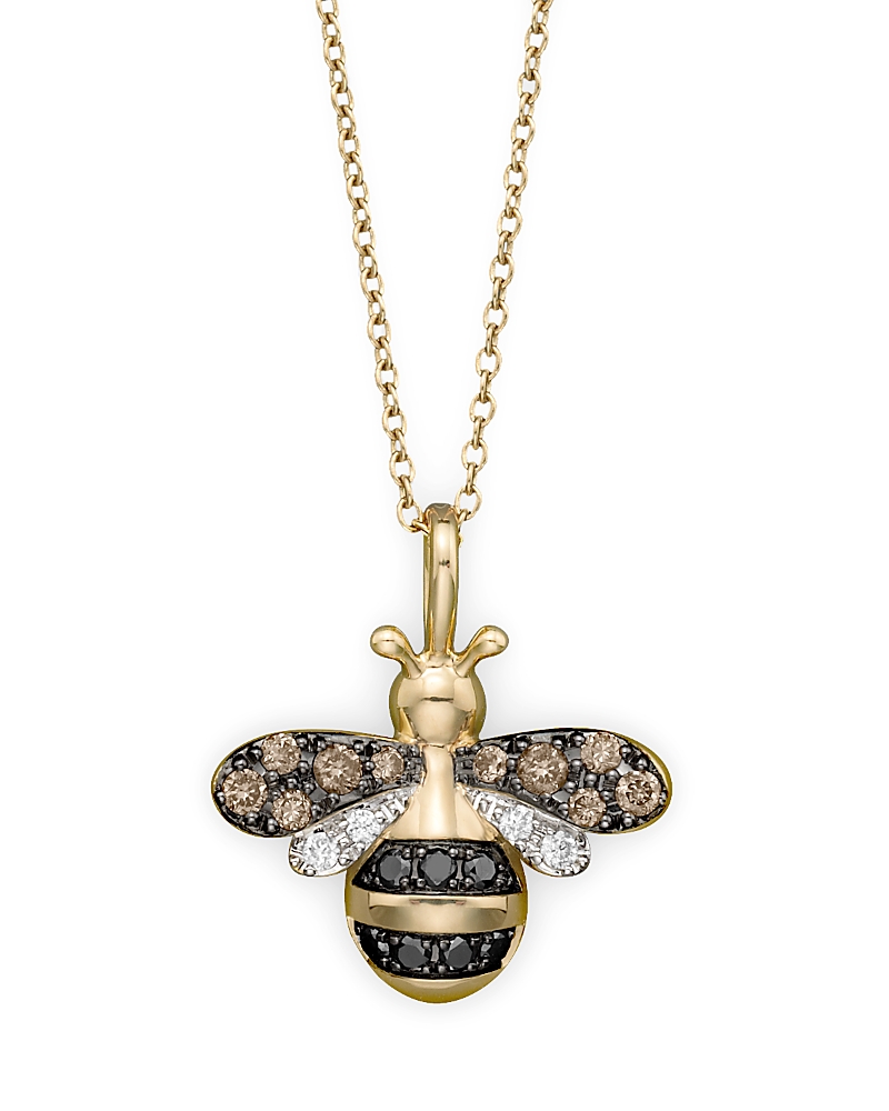 Diamond Bumble Bee Pendant Set in 14K Yellow Gold