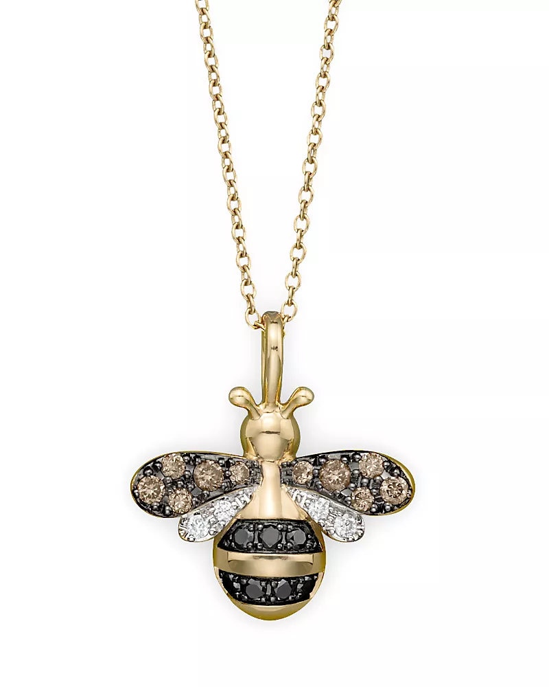 Diamond Bumble Bee Pendant Set in 14K Yellow Gold