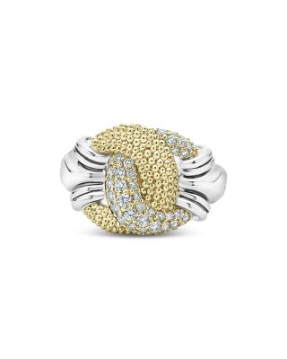 Sterling Silver & 18K Yellow Gold Caviar Luxe Diamond Large Knot Ring