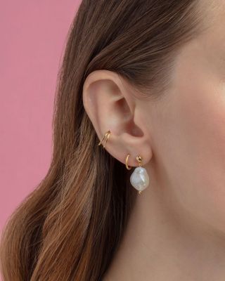 Large Imitation Baroque Pearl Drop Studs