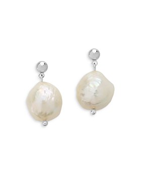 Sterling Forever - Large Imitation Pearl Drop Studs