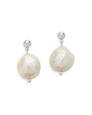 STERLING FOREVER LARGE IMITATION PEARL DROP STUDS,E2PB1572S