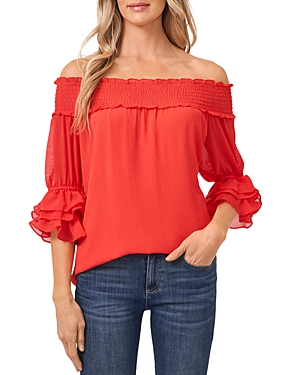 CeCe Ruffled Off The Shoulder Top