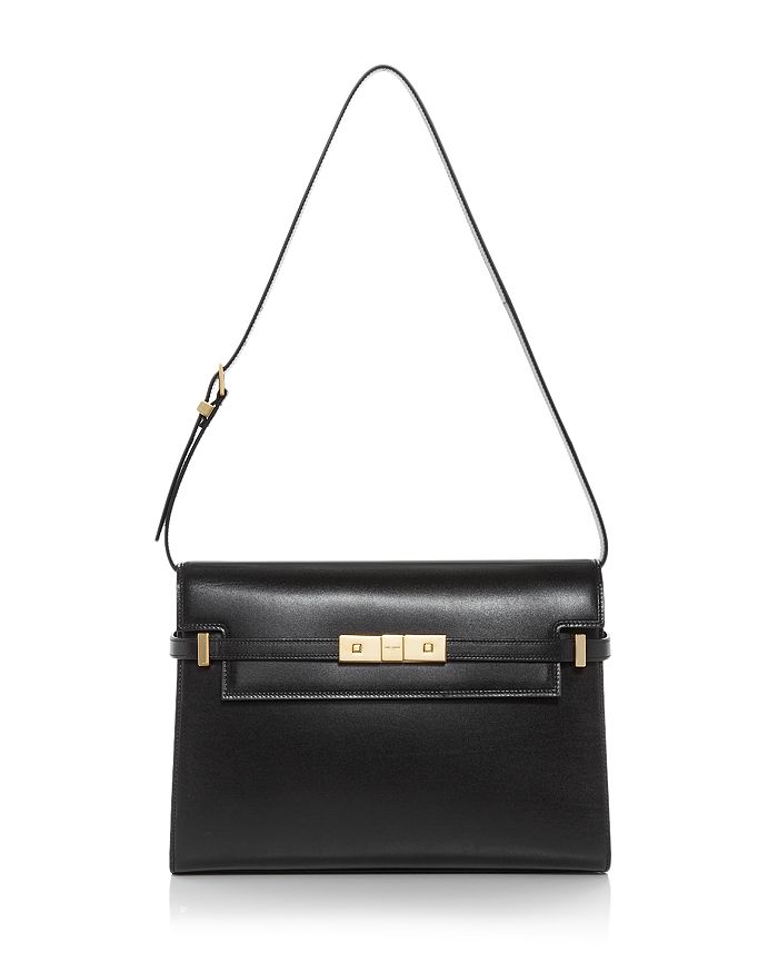 Saint Laurent Manhattan Leather Shoulder Bag - Black/Gold
