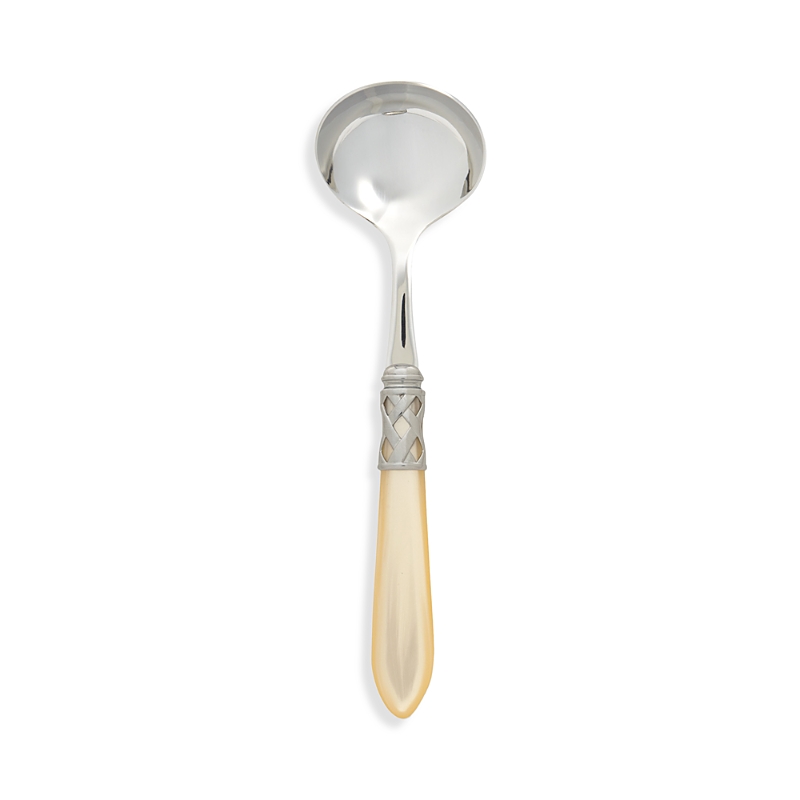 Vietri Aladdin Brilliant Aqua Sauce Ladle In Antique Ivory