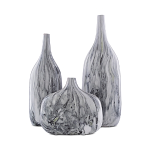 Surya Marble-style Decorative Bottle, Set Of 3 In Gray/white