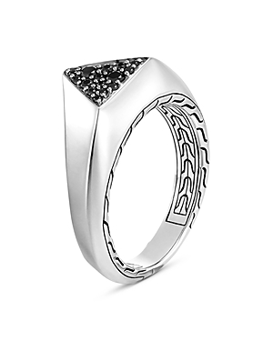 John Hardy Sterling Silver Tiga Signet Ring With Black Sapphire & Black Spinel In Silver/black
