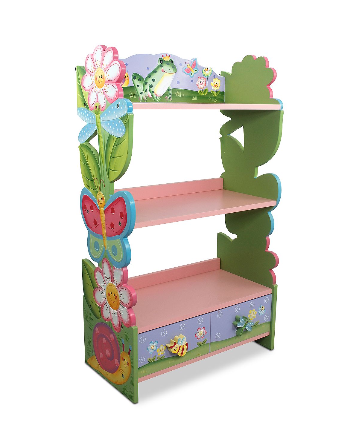 Photo 1 of Fantasy Fields by Teamson Kids Magic Garden Kids Wooden Bookshelf with Storage Drawers, Multicolor, 22" x11.5''x38''