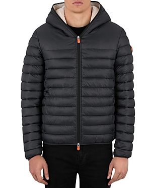 Save The Duck Nathan High Pile Fleece Lined Water Repellent Hoodie In Black