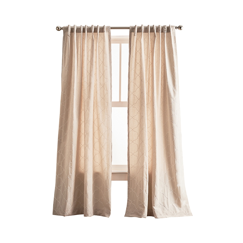 Peri Home Mallorca Embroidery 95 X 42 Back Tab Window Panel, Pair In Linen