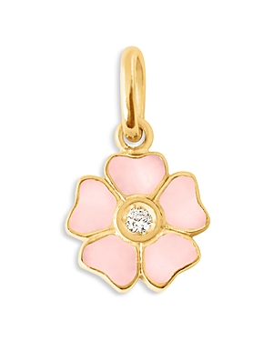 Gigi Clozeau 18k Yellow Gold Diamond Resin Flower Pendant In Baby Pink