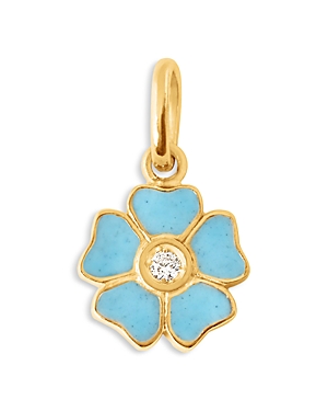 Shop Gigi Clozeau 18k Yellow Gold Diamond Resin Flower Pendant In Turquoise