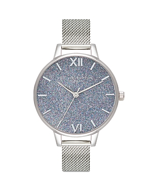 Olivia Burton Glitter Watch, 34mm In Grey Glitter/silver