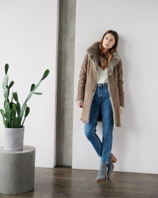 Gypsie Toscana Trimmed Reversible Shearling Coat