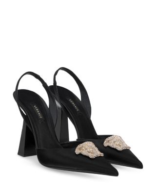 【関税込み】versace Satin rhinestone slingback Versace Satin Rhinestone Slingback | italist