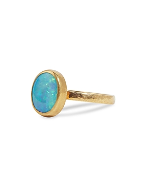 Gurhan 24k/22k Yellow Gold Skittle Opal Bezel Ring In Blue/gold