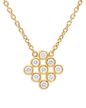 Gurhan 24k Yellow Gold Pointelle Diamond Bezel Cluster Pendant Necklace, 16-18 In White/gold