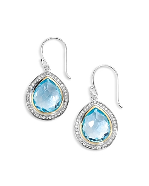 Ippolita 18k Yellow Gold & Sterling Silver Chimera Rock Candy Blue Topaz & Diamond Drop Earrings In Blue/silver