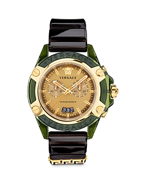 Versace Icon Active Chronograph, 41mm In Gold/green