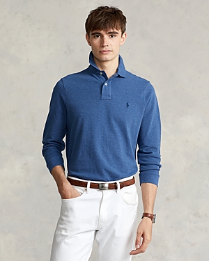 Polo Ralph Lauren Classic Fit Mesh Long-sleeve Polo Shirt In Royal Heather