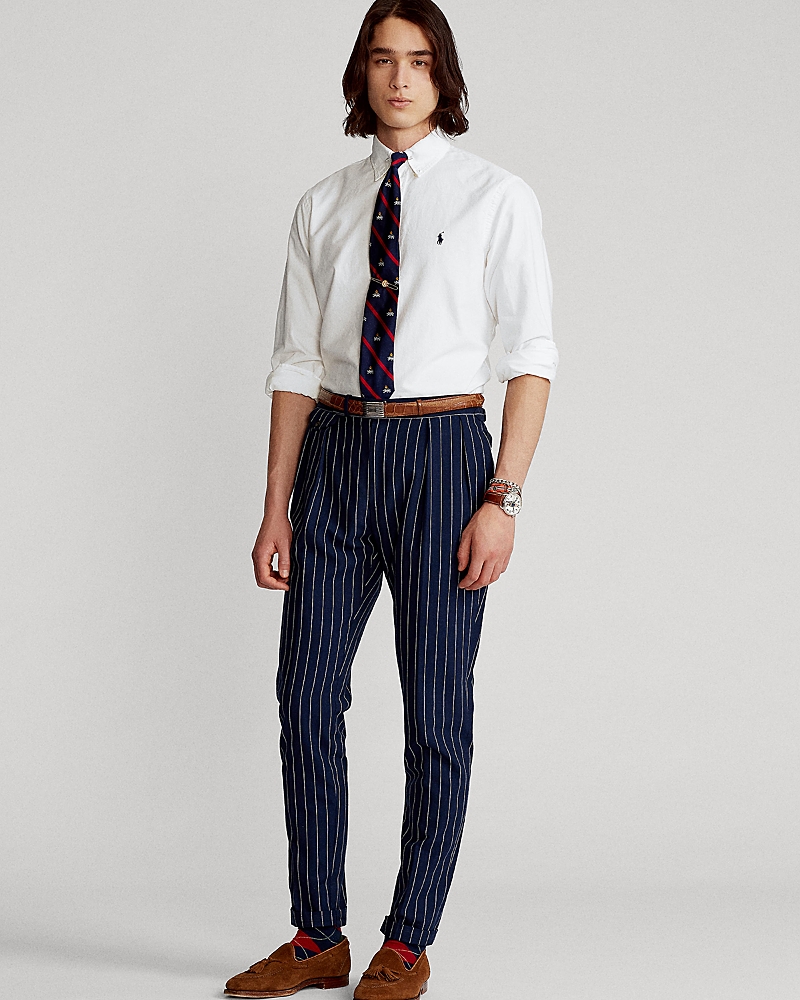 Polo Ralph Lauren Long-sleeve Button-up Shirt With Pointed Collar And Embroidered Logo In White
