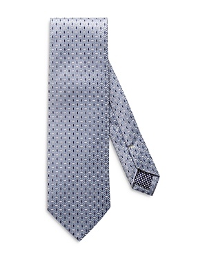 Eton Silk Geometric Classic Tie In Gray