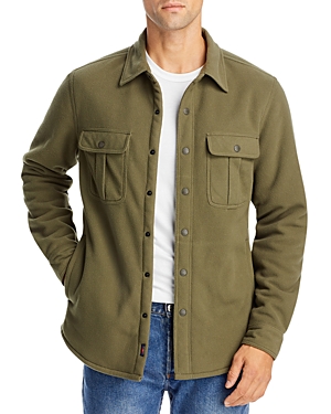 Faherty Sherpa Lined Shirt Jacket In Olive