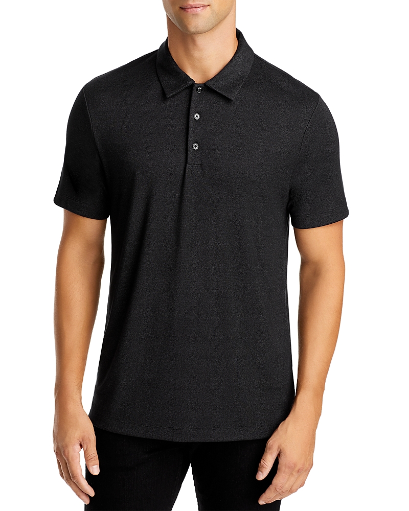Theory Double Layered Johnny Collar Polo Shirt In Black