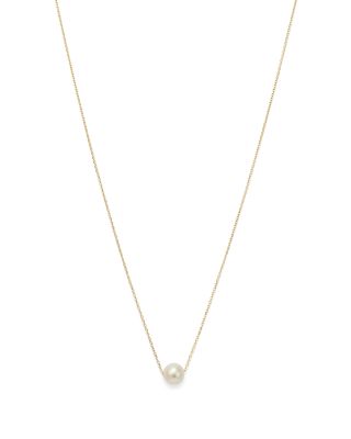 Moon & Meadow - 14K Yellow Gold Cultured Freshwater Pearl Solitaire Necklace, 18"