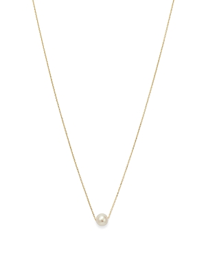 14K Yellow Gold Cultured Freshwater Pearl Solitaire Necklace, 18