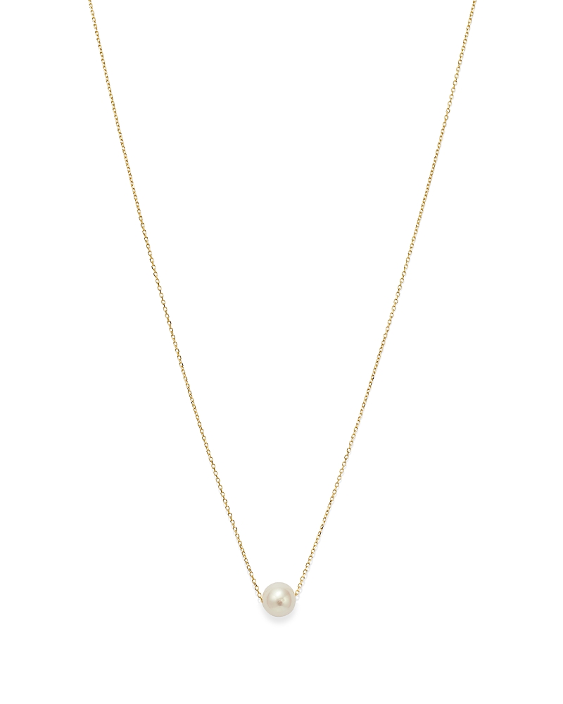 Moon & Meadow 14K Yellow Gold Cultured Freshwater Pearl Solitaire Necklace, 18