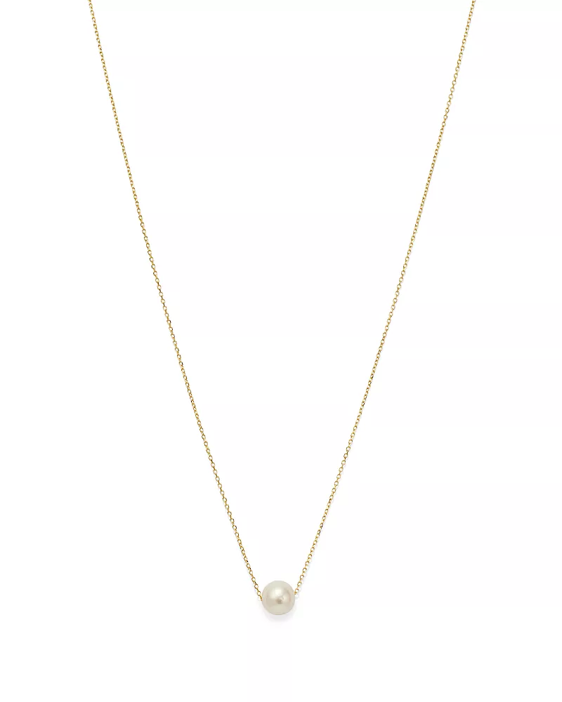 Moon & Meadow 14K Yellow Gold Cultured Freshwater Pearl Solitaire Necklace, 18