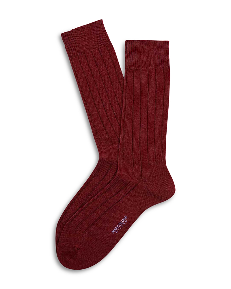 Marcoliani Ribbed Dress Socks In Bordeaux