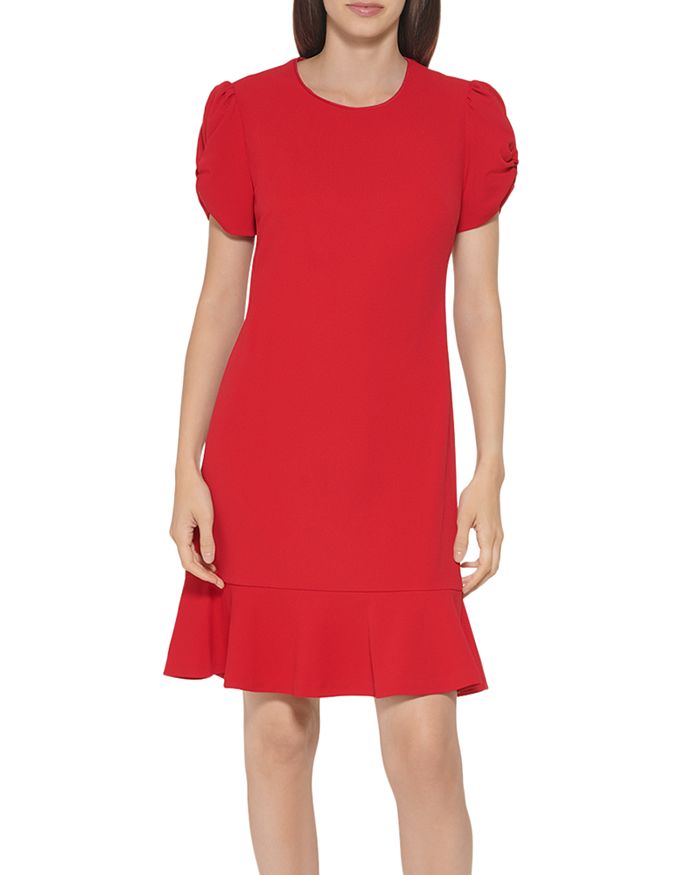 Warehouse puff 2025 sleeve crepe dress