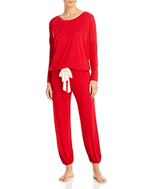 Eberjey Gisele Slouchy Pajama Set In Haute Red/bone